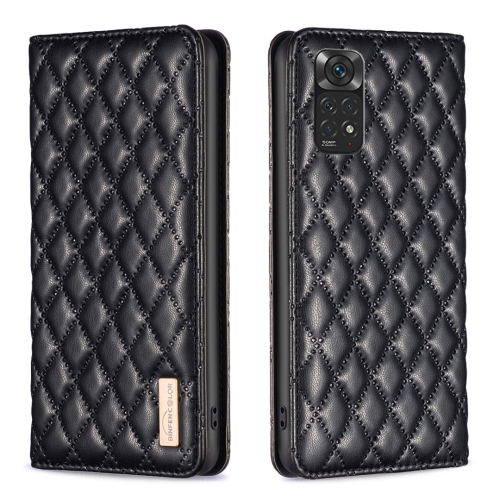 

For Xiaomi Redmi Note 12S 4G / Note 11 Diamond Lattice Magnetic Leather Flip Phone Case(Black)
