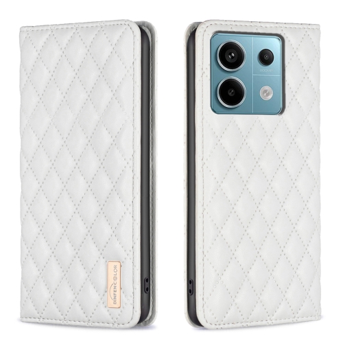 

For Xiaomi Redmi Note 13 Pro 5G Diamond Lattice Magnetic Leather Flip Phone Case(White)