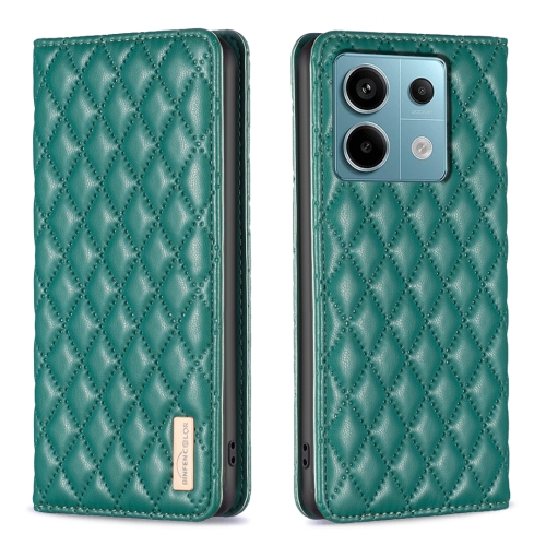 

For Xiaomi Redmi Note 13 Pro 5G Diamond Lattice Magnetic Leather Flip Phone Case(Green)