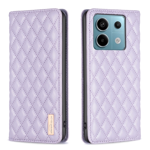 For Xiaomi Redmi Note 13 Pro 5G Diamond Lattice Magnetic Leather Flip Phone Case(Purple)