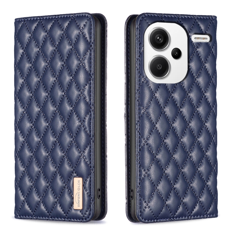

For Xiaomi Redmi Note 13 Pro+ 5G Diamond Lattice Magnetic Leather Flip Phone Case(Blue)