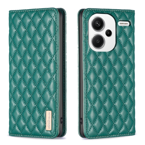 

For Xiaomi Redmi Note 13 Pro+ 5G Diamond Lattice Magnetic Leather Flip Phone Case(Green)