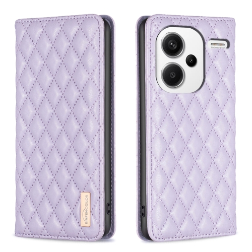

For Xiaomi Redmi Note 13 Pro+ 5G Diamond Lattice Magnetic Leather Flip Phone Case(Purple)