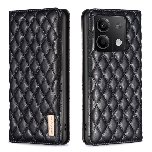 

For Xiaomi Redmi Note 13 Diamond Lattice Magnetic Leather Flip Phone Case(Black)