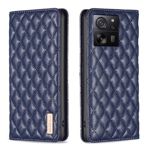 

For Xiaomi 13T / 13T Pro / Redmi K60 Ultra Diamond Lattice Magnetic Leather Flip Phone Case(Blue)