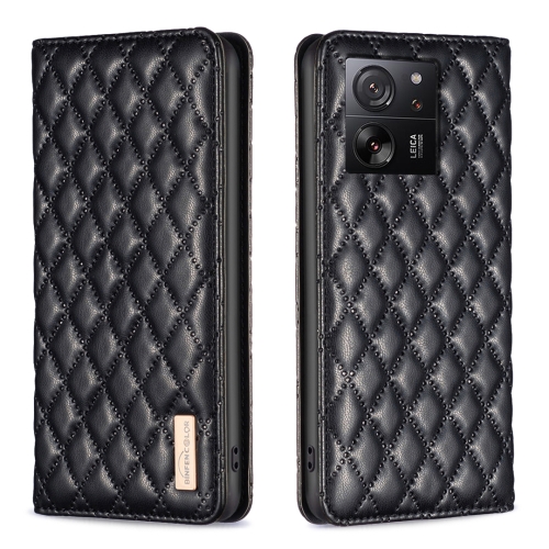 

For Xiaomi 13T / 13T Pro / Redmi K60 Ultra Diamond Lattice Magnetic Leather Flip Phone Case(Black)