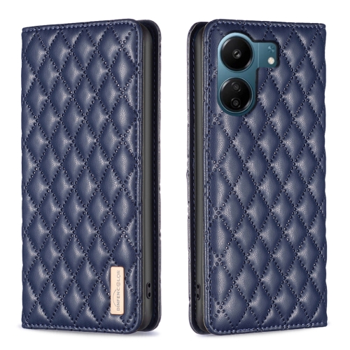

For Xiaomi Redmi 13C Diamond Lattice Magnetic Leather Flip Phone Case(Blue)