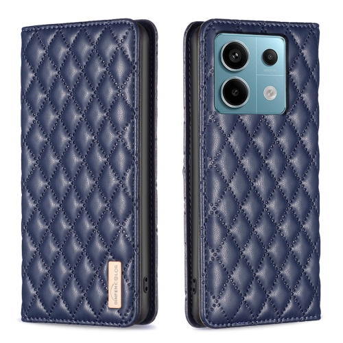 For Xiaomi Redmi Note 13 Pro 4G Global Diamond Lattice Magnetic Leather Flip Phone Case(Blue) tuya wifi intelligent temperature humidity sensors intelligent home desktop office hotel multi function temperature humidity sensors 2 9 inch with backlight lcd display time date display mobilephone app remote monitoring ℃ ℉ units switching