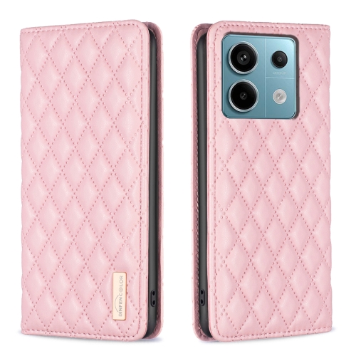 

For Xiaomi Redmi Note 13 Pro 4G Global Diamond Lattice Magnetic Leather Flip Phone Case(Pink)