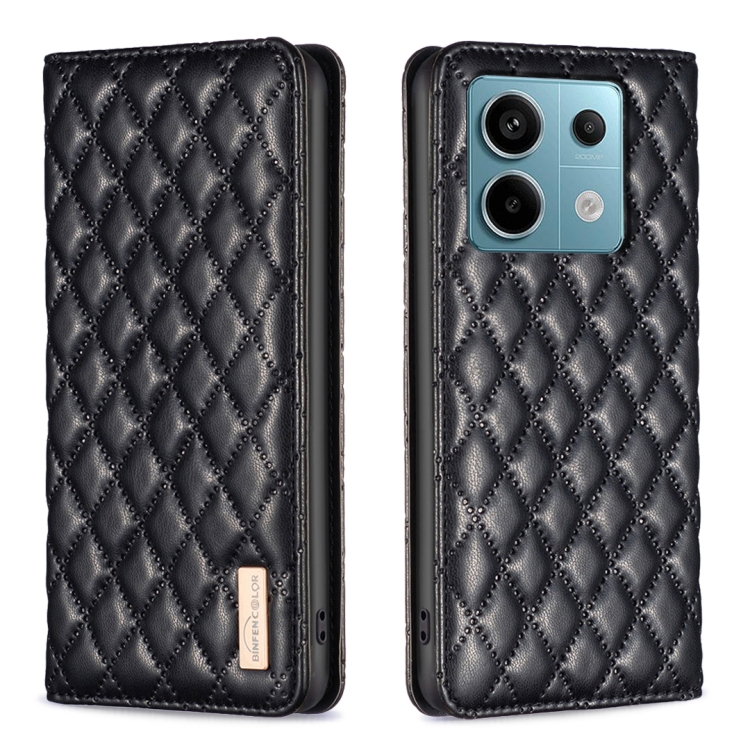 

For Xiaomi Redmi Note 13 Pro 4G Global Diamond Lattice Magnetic Leather Flip Phone Case(Black)