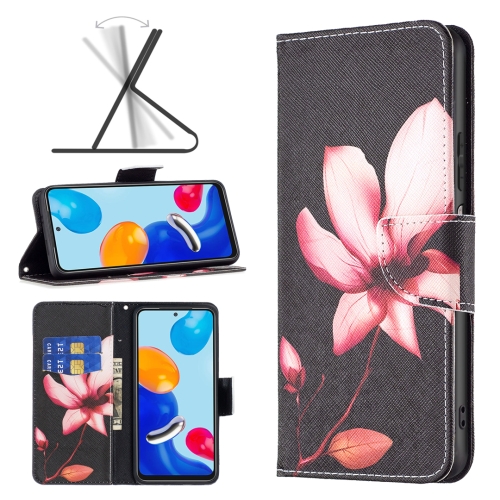 

For Xiaomi Redmi Note 12S 4G / Note 11 Colored Drawing Pattern Leather Phone Case(Lotus)