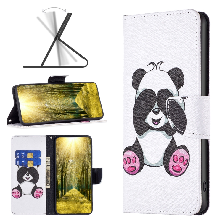 

For Xiaomi Redmi 12 4G Colored Drawing Pattern Leather Phone Case(Panda)