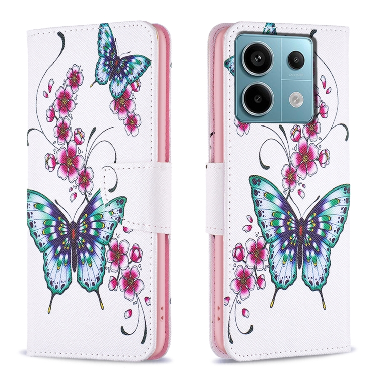 

For Xiaomi Redmi Note 13 Pro 5G Colored Drawing Pattern Leather Phone Case(Flowers Butterfly)