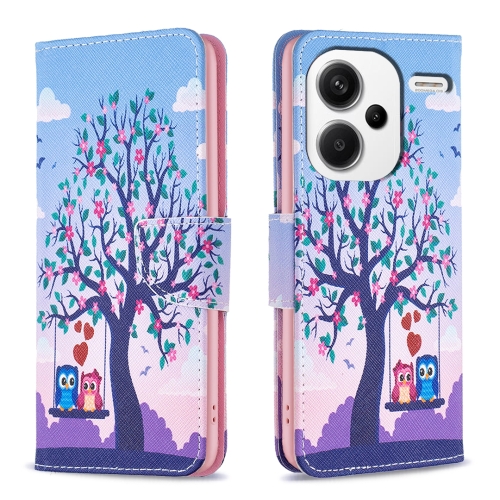 For Xiaomi Redmi Note 13 Pro+ 5G Colored Drawing Pattern Leather Phone Case(Owl) for samsung galaxy z flip5 colored drawing leather phone case tree life
