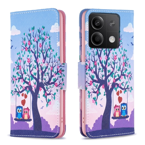 For Xiaomi Redmi Note 13 Colored Drawing Pattern Leather Phone Case(Owl) for xiaomi redmi note 13 pro colored drawing pattern leather phone case red heart