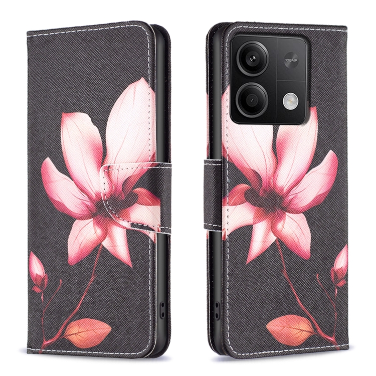 

For Xiaomi Redmi Note 13 Colored Drawing Pattern Leather Phone Case(Lotus)