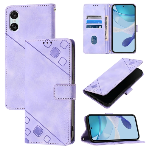 

For Sony Xperia 10 VI Skin-feel Embossed Leather Phone Case(Light Purple)