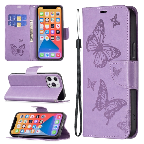 

For Xiaomi Poco F5 5G / Redmi Note 12 Turbo Two Butterflies Embossing Leather Phone Case(Purple)