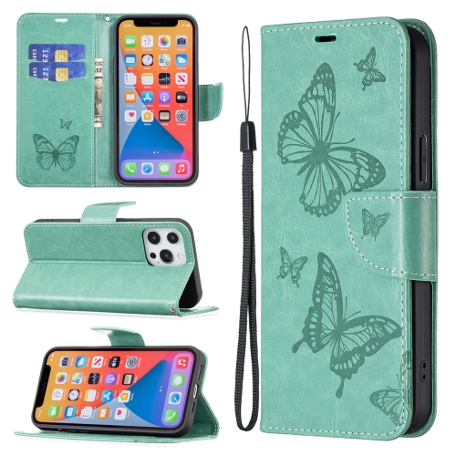 

For Xiaomi Poco F5 5G / Redmi Note 12 Turbo Two Butterflies Embossing Leather Phone Case(Green)