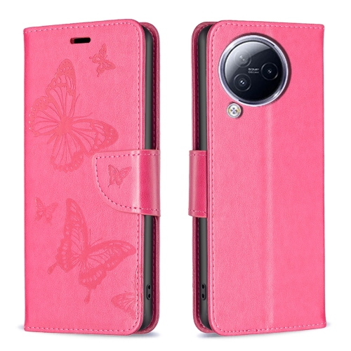 

For Xiaomi Civi 3 5G Two Butterflies Embossing Leather Phone Case(Rose Red)