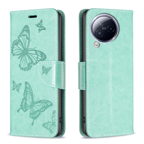 

For Xiaomi Civi 3 5G Two Butterflies Embossing Leather Phone Case(Green)