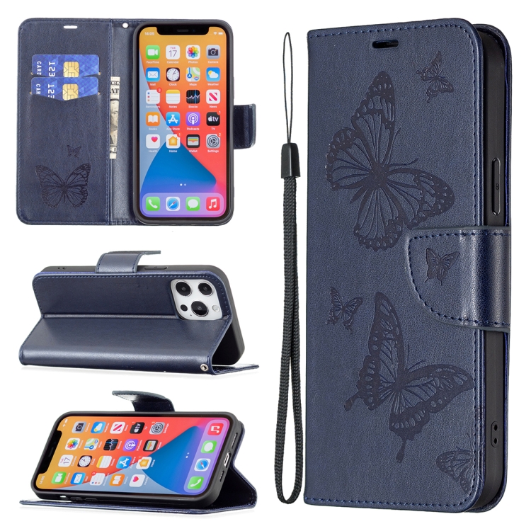 

For Xiaomi Redmi 12 4G Two Butterflies Embossing Leather Phone Case(Blue)