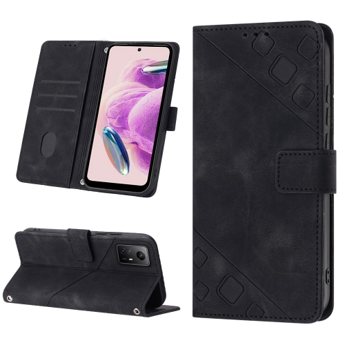 

For Xiaomi Redmi Note 12S 4G Global Skin-feel Embossed Leather Phone Case(Black)