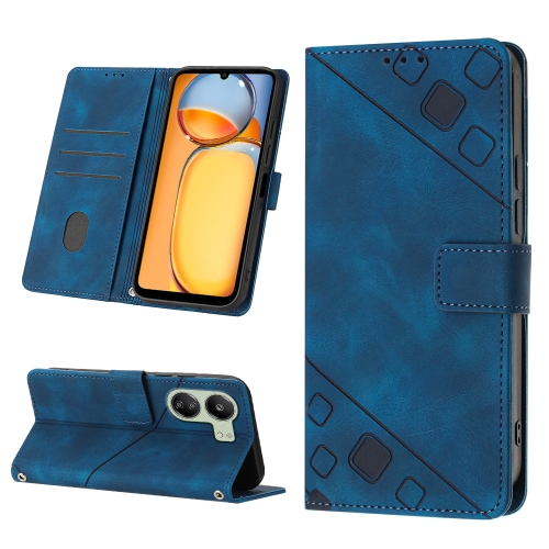 

For Xiaomi Redmi 13C Skin-feel Embossed Leather Phone Case(Blue)