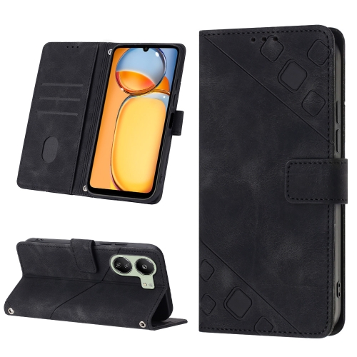 

For Xiaomi Redmi 13C Skin Feel Embossed Leather Phone Case(Black)