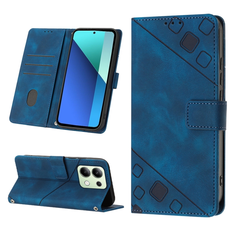 

For Xiaomi Redmi Note 13 4G Global Skin Feel Embossed Leather Phone Case(Blue)