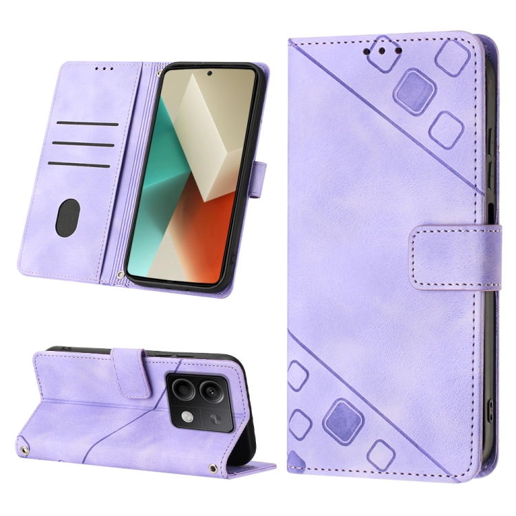 

For Xiaomi Redmi Note 13 5G Global Skin-feel Embossed Leather Phone Case(Light Purple)