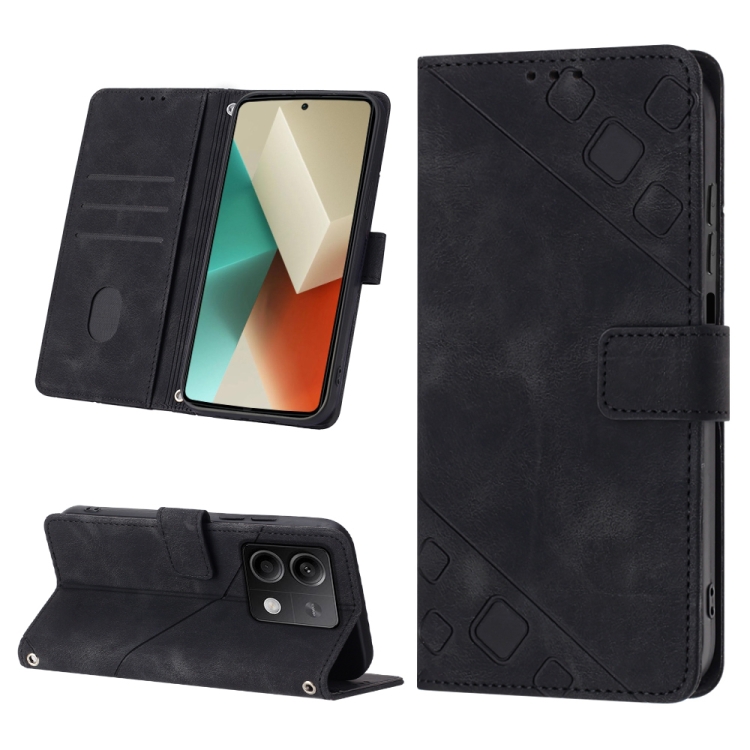

For Xiaomi Redmi Note 13 5G Global Skin-feel Embossed Leather Phone Case(Black)