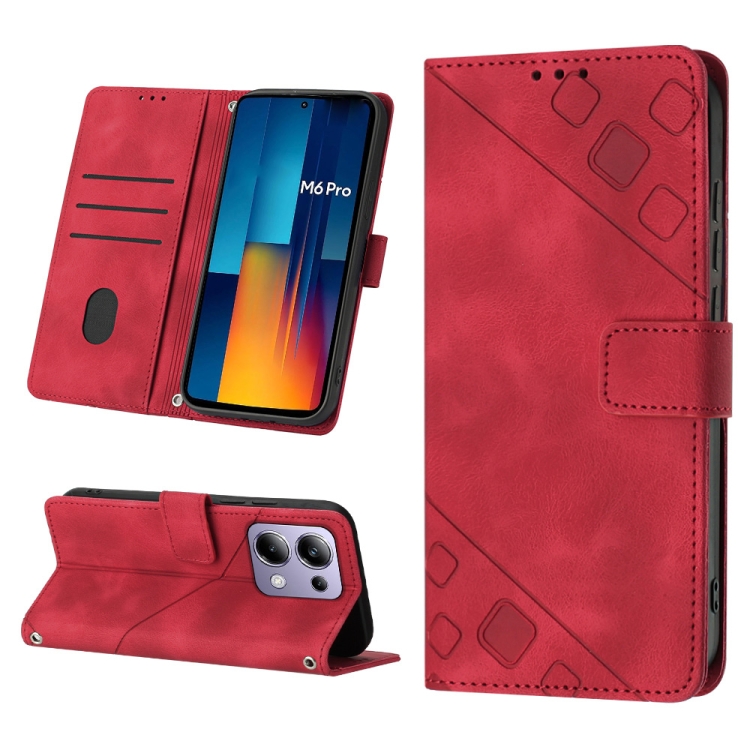 

For Xiaomi Redmi Note 13 Pro 4G Global Skin-feel Embossed Leather Phone Case(Red)
