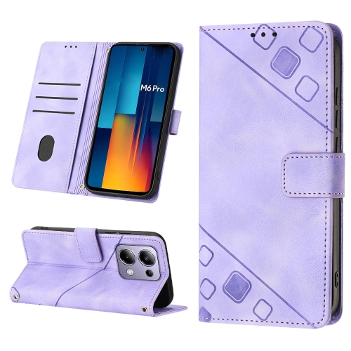 

For Xiaomi Poco M6 Pro 4G Skin Feel Embossed Leather Phone Case(Light Purple)