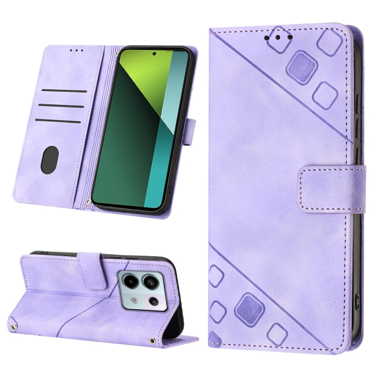 

For Xiaomi Redmi Note 13 Pro 5G Global Skin-feel Embossed Leather Phone Case(Light Purple)