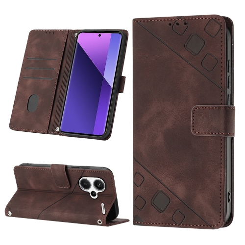 

For Xiaomi Redmi Note 13 Pro+ 5G Skin-feel Embossed Leather Phone Case(Brown)