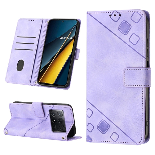 

For Xiaomi Redmi K70E Skin Feel Embossed Leather Phone Case(Light Purple)