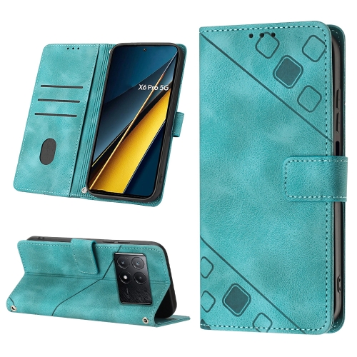

For Xiaomi Redmi K70E Skin-feel Embossed Leather Phone Case(Green)