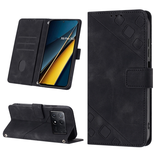 

For Xiaomi Redmi K70E Skin-feel Embossed Leather Phone Case(Black)