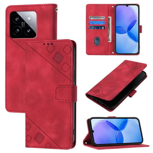 

For Xiaomi 14 Skin Feel Embossed Leather Phone Case(Red)