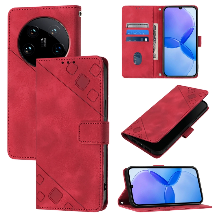 

For Xiaomi 14 Ultra Skin Feel Embossed Leather Phone Case(Red)