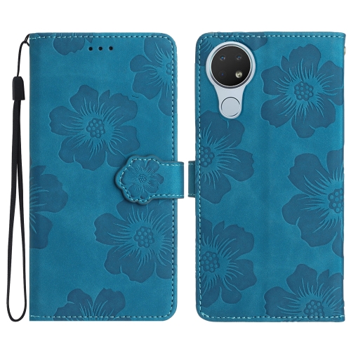 

For Nokia 6.2 / 7.2 Flower Embossing Pattern Leather Phone Case(Blue)