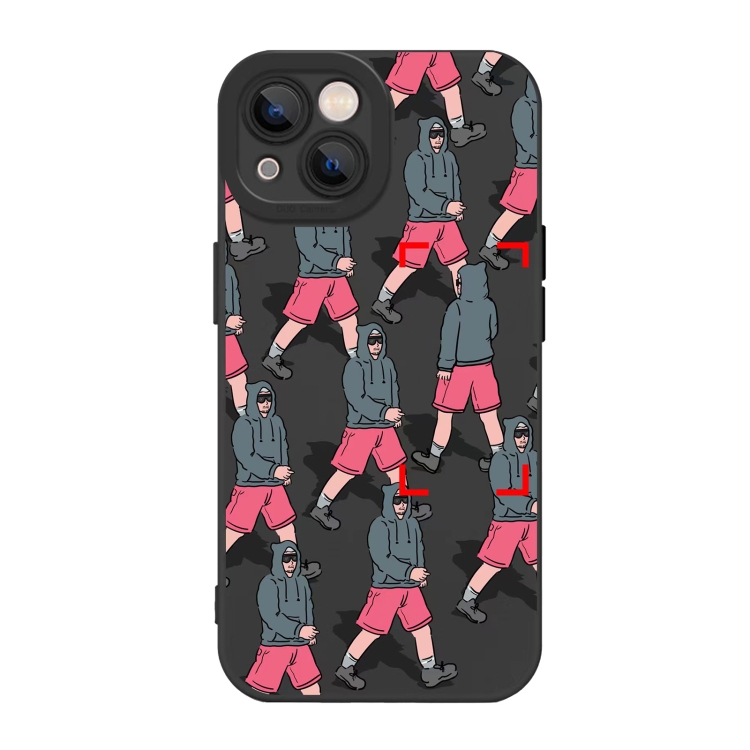 

For iPhone 13 Liquid Silicone Pedestrians Pattern Phone Case(Black)
