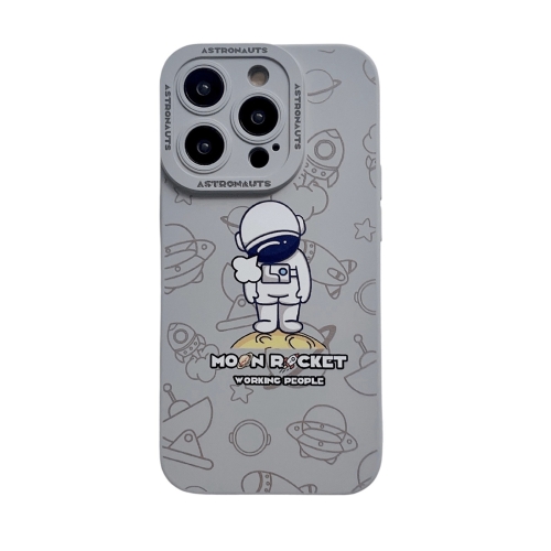 

For iPhone 14 Pro Liquid Silicone Astronaut Pattern Phone Case(Grey)