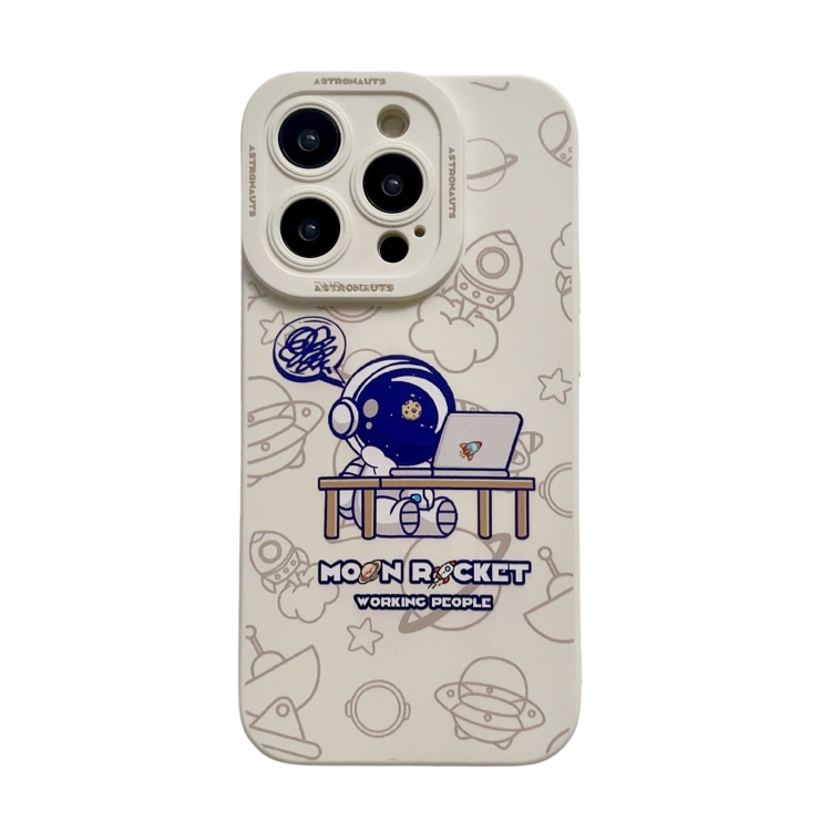 

For iPhone 12 Pro Max Liquid Silicone Astronaut Pattern Phone Case(White)