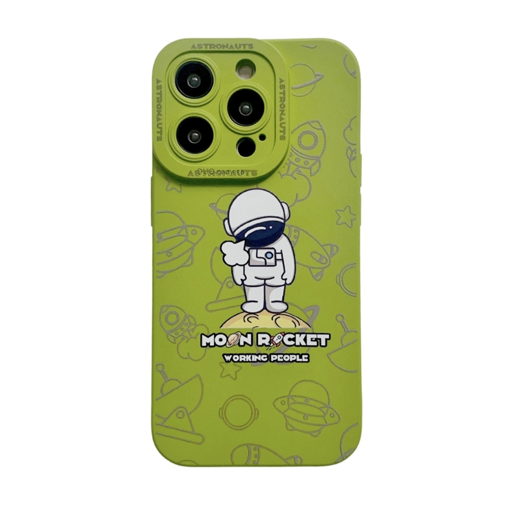 

For iPhone 12 Pro Max Liquid Silicone Astronaut Pattern Phone Case(Green)