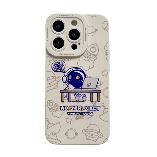 

For iPhone 11 Liquid Silicone Astronaut Pattern Phone Case(White)