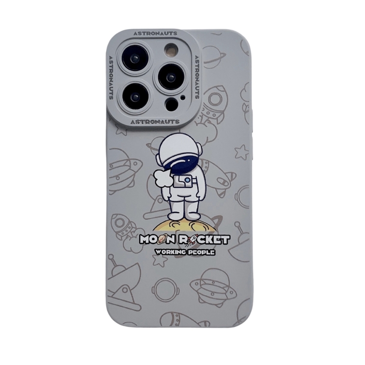 

For iPhone XR Liquid Silicone Astronaut Pattern Phone Case(Grey)