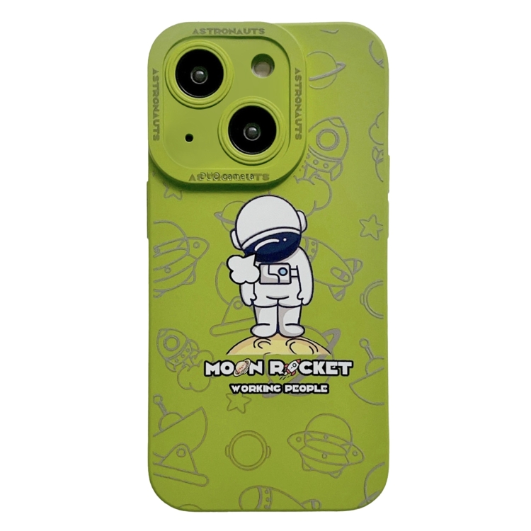 

For iPhone 15 Liquid Silicone Astronaut Pattern Phone Case(Green)