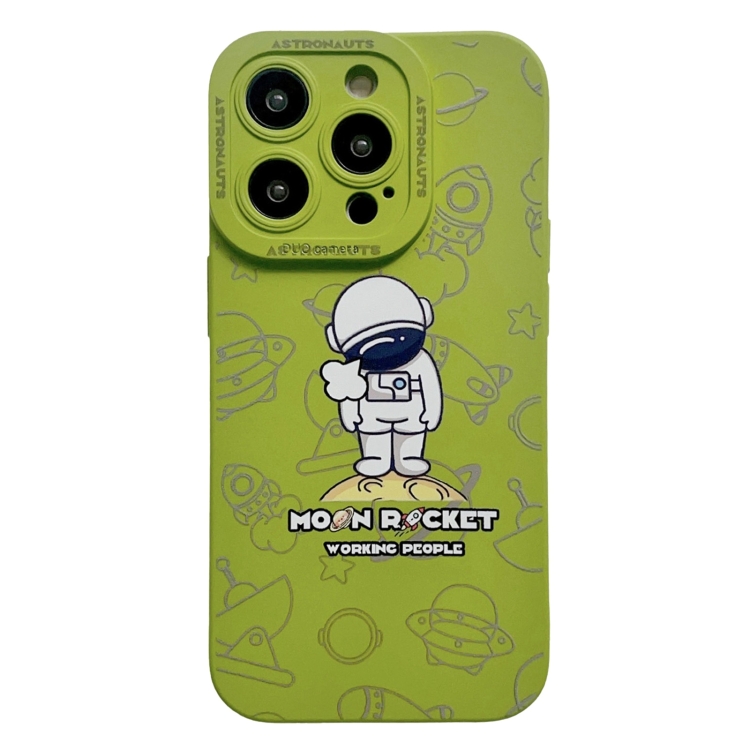 

For iPhone 15 Pro Liquid Silicone Astronaut Pattern Phone Case(Green)